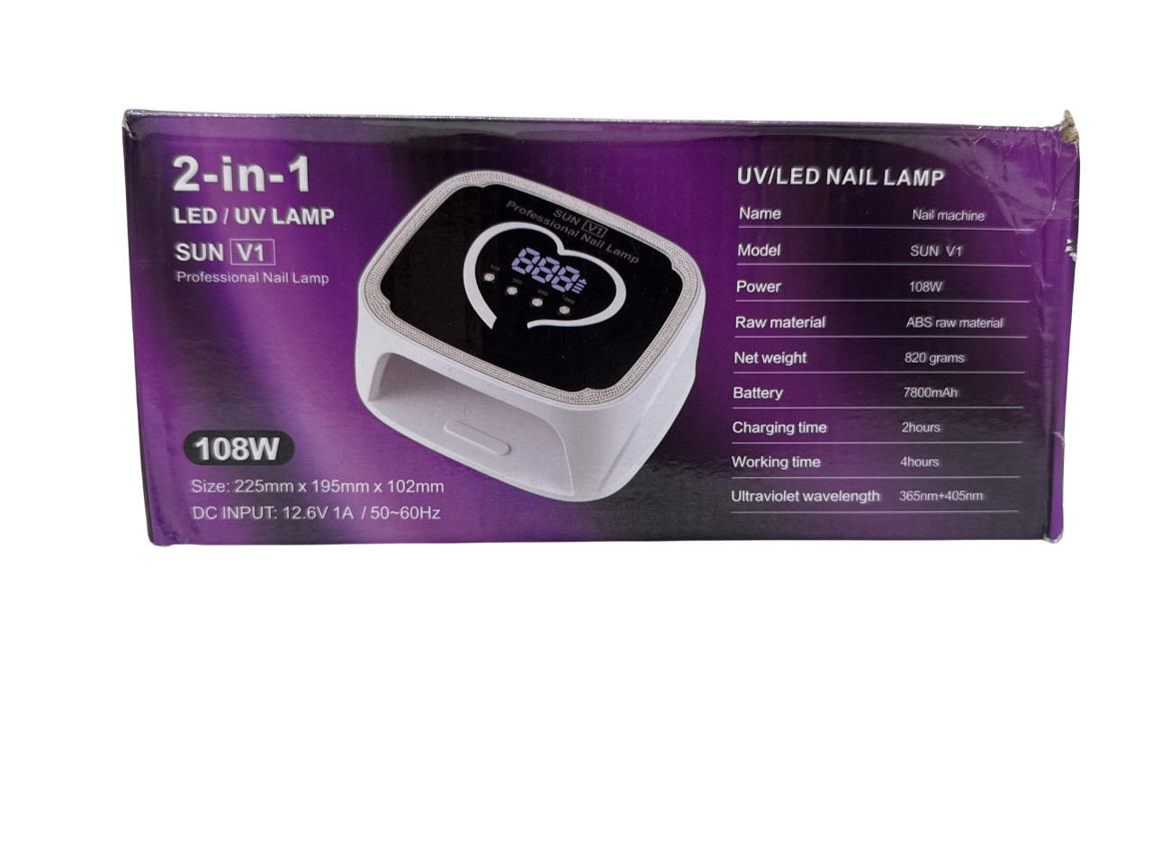 Lámpara SUN V1 108W UVLED Profesional Recargable