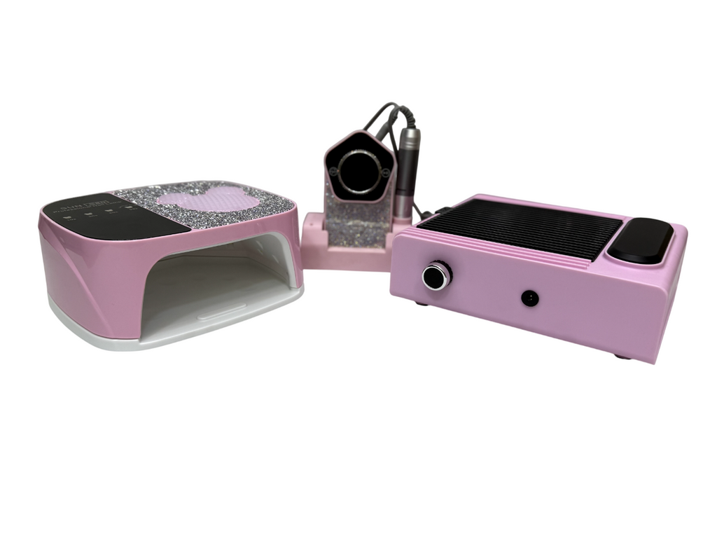 Combo Kit 3-en-1 Manicura Inalámbrico Rosa Diamantado