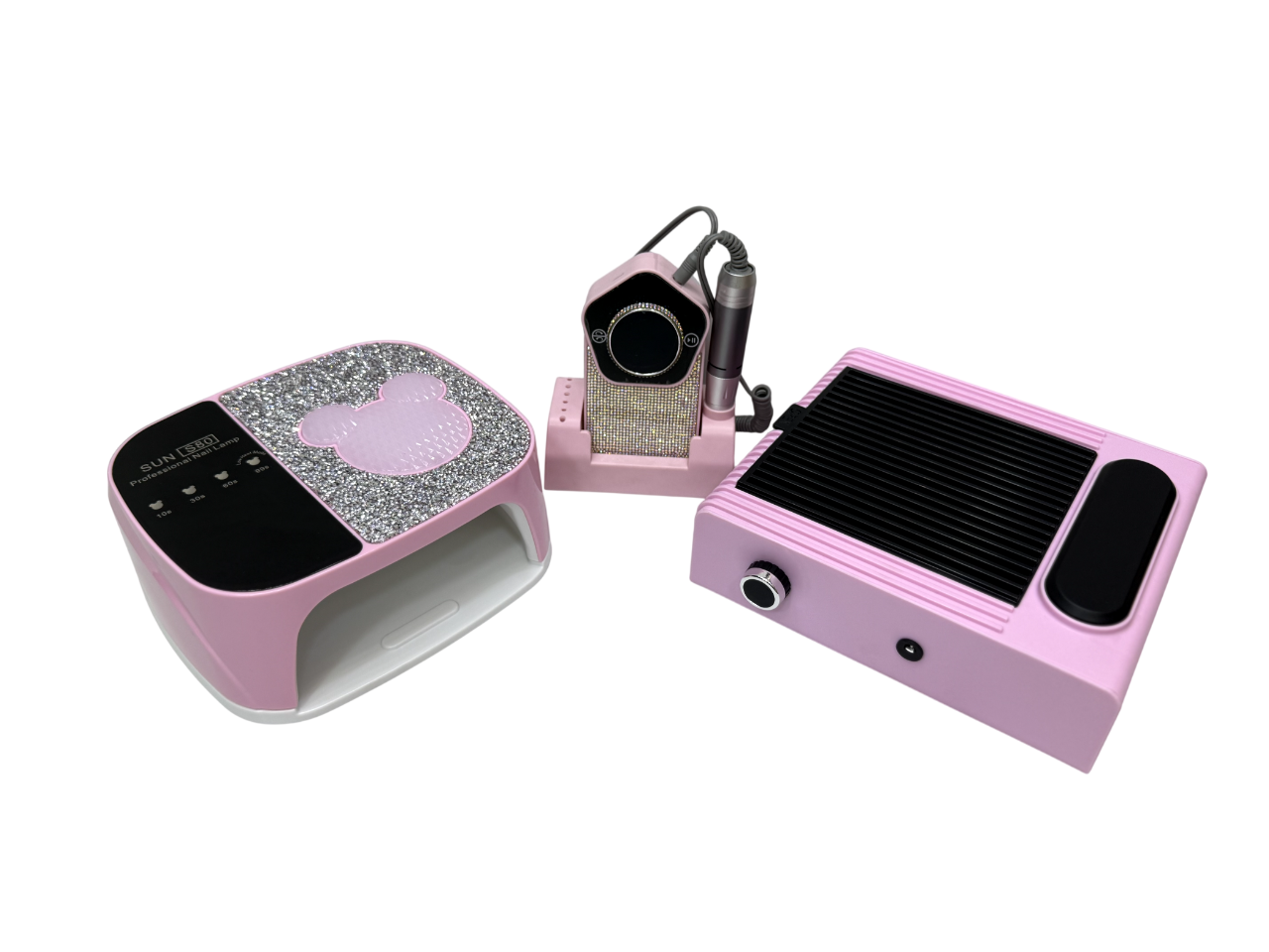 Combo Kit 3-en-1 Manicura Inalámbrico Rosa Diamantado