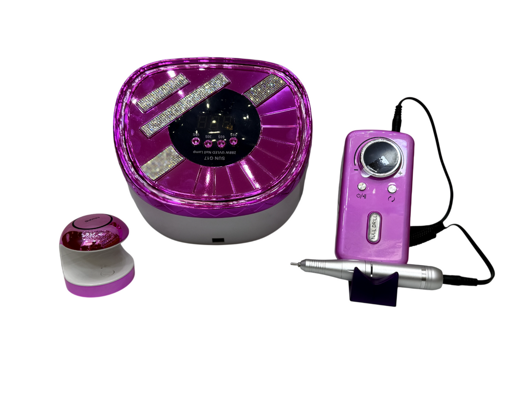 Combo Kit 3-en-1 Manicura Lujo Fucsia Diamantado