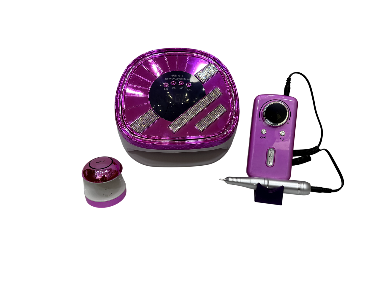 Combo Kit 3-en-1 Manicura Lujo Fucsia Diamantado