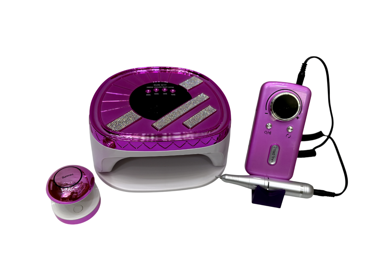 Combo Kit 3-en-1 Manicura Lujo Fucsia Diamantado