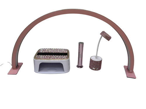 Combo Kit 4-en-1 Manicura Lujo Rosa Diamantado Completo