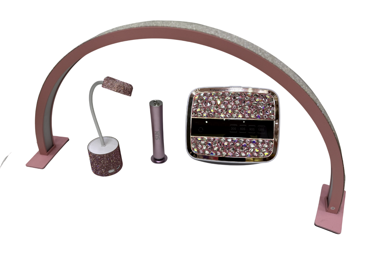Combo Kit 4-en-1 Manicura Lujo Rosa Diamantado Completo