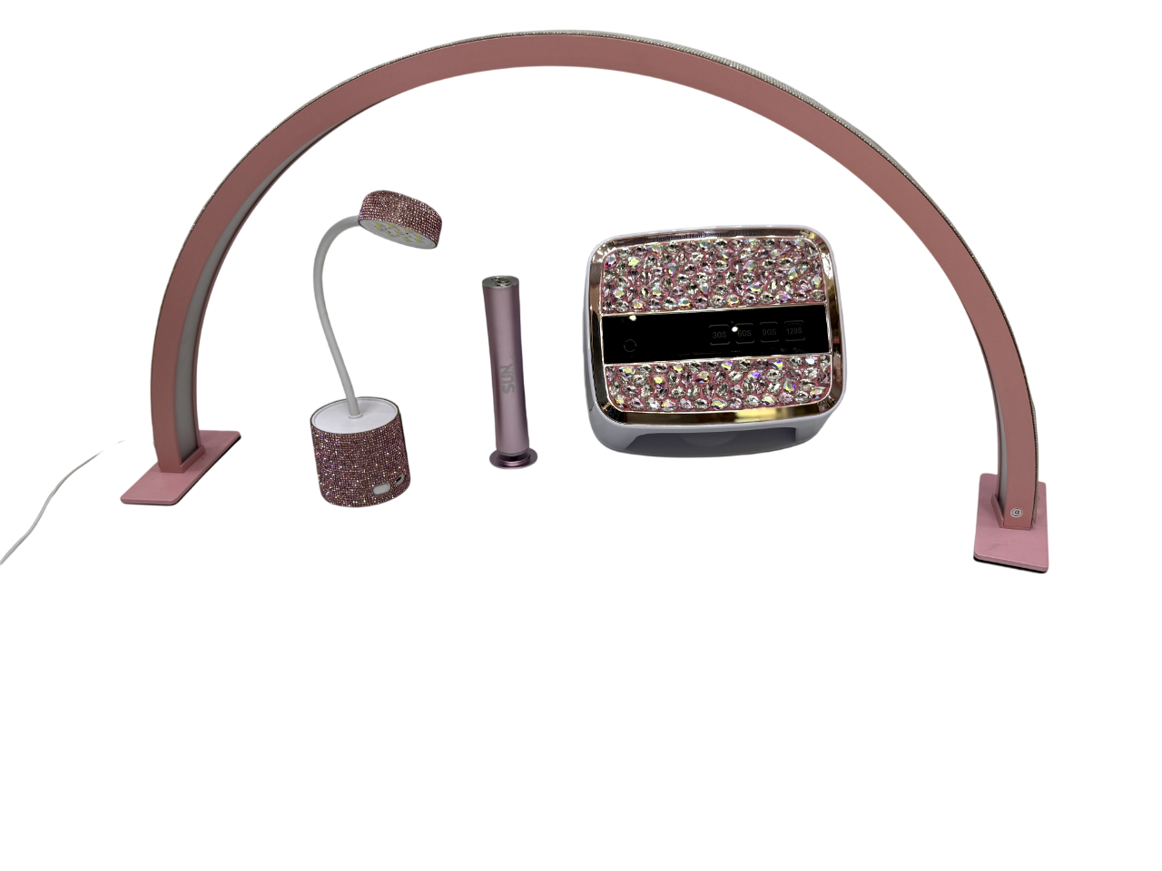 Combo Kit 4-en-1 Manicura Lujo Rosa Diamantado Completo