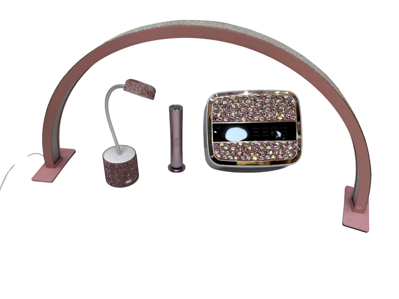 Combo Kit 4-en-1 Manicura Lujo Rosa Diamantado Completo